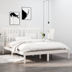 vidaXL Cadru pat, alb, 140x200 cm, lemn masiv de pin 3104064