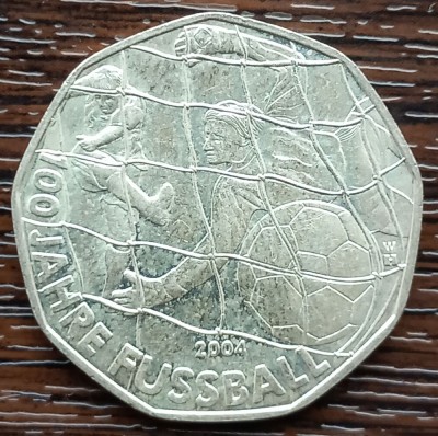 (A584) MONEDA DIN ARGINT AUSTRIA - 5 EURO 2004, 100 ANI FOTBAL foto