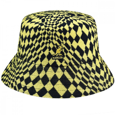 Palarie Kangol Warped Check Bucket Bleumarin-Galben (S,M,L.XL) - Cod 202902 foto