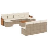 Cumpara ieftin Set canapele de gradina cu perne, 11 piese, bej, poliratan