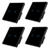 Set 4 Intrerupatoare inteligente duble cu touch Brius&trade;, Wi-Fi, nul, sticla securizata, LED noapte/zi, Tuya, Life Smart, compatibil Amazon Alexa/Google