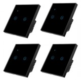 Cumpara ieftin Set 4 Intrerupatoare inteligente duble cu touch Brius&trade;, Wi-Fi, nul, sticla securizata, LED noapte/zi, Tuya, Life Smart, compatibil Amazon Alexa/Google