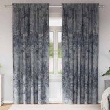 Cortine din catifea , set de 2 bucăți, cu inele gri argintiu, 225 x 140 cm