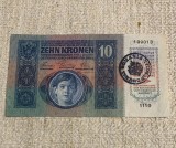 Bancnota 10 Korona 1915 ștampila timbru special Romania