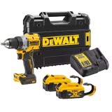 Masina compacta de gaurit si insurubat (bormasina) pe acumulator DeWALT DCD800P2T, 18V, motor fara perii, iluminare LED, 2x acumulator 5 Ah, 27/90 Nm,