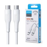 Cablu Date si Incarcare Rapida Joyroom M3, USB-C la USB-C, 60W Power Delivery, QC 3.0, 3A, Lungime 1.2m, Transfer Date 480Mbps, Alb, Compatibil Samsun