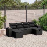 Cumpara ieftin Gossi set mobilier de gradina cu perne, 6 piese, negru, poliratan