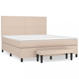 Cumpara ieftin Pat box spring cu saltea, cappuccino, 180x200cm piele ecologica
