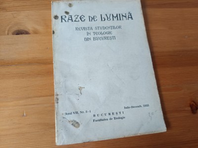 RAZE DE LUMINĂ REVISTA STUDENȚILOR TEOLOGI NR.3-4/1935 TEXTE DE CONST.C.PAVEL... foto