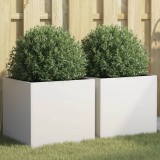 Cumpara ieftin Jardiniere, 2 buc., alb, 42x40x39 cm, oțel