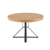 Cumpara ieftin Masa extensibila HM Mercy, MDF furniruit, cadru metalic, 120-160x120x76 cm, 8 persoane, stejar auriu negru
