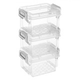 Set Trei Cutii Organizare, Transparent, 8.5x6.5x4.8 cm, Cu Capac, Oem
