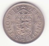 Marea Britanie 1 Shilling 1958 - Elizabeth II English shield; without &#039;BRITT:OMN&#039;