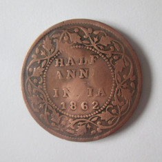 India Half Anna 1862 stare slaba