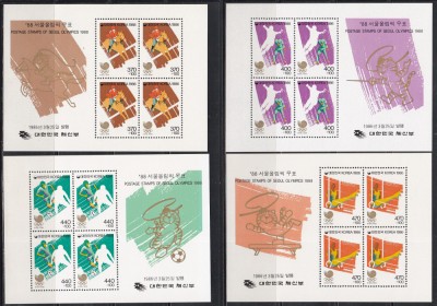 Coreea de Sud 1986 - Jocurile Olimpice - Seul, 4 Blocuri (cota 60 Euro), MNH foto