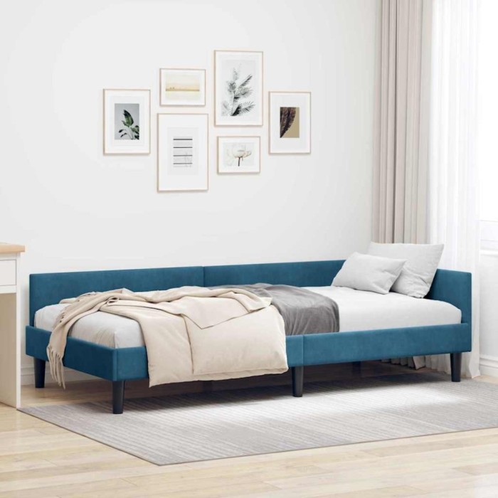 vidaXL Cadru de pat colțar cu headboard Manual albastru 80 x 200 cm