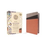 NIV Application Bible, Leathersoft, Coral/Gray, Red Letter, Comfort Print: Bringing the Ancient Message of the Bible Into Your World