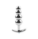 Dildo metalic 4 Beads M Silver