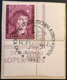 Guvernăm&acirc;ntul General Polonia (1943) -1+1 Złoty "Nicolaus Copernicus" pe Fragment cu Ștampilă Comemorativă "Krakau 24.05.1943" (USED) CLK1