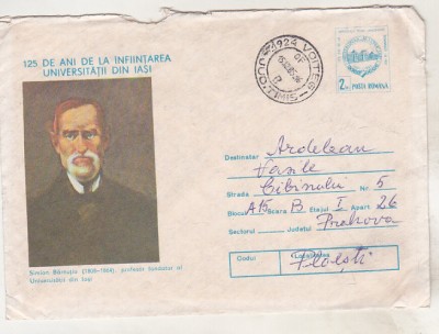bnk ip Intreg postal 0127/1985 - circulat - Simion Barnutiu foto