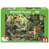 Puzzle 100 piese, Jungla colorata, Schimdt