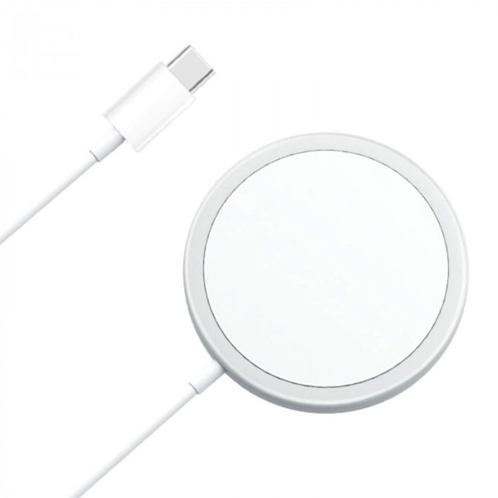 Incarcator Magnetic Wireless cu tehnologie Magsafe 15W compatibil Apple iPhone cu incarcare rapida pentru 12/12 Pro/12