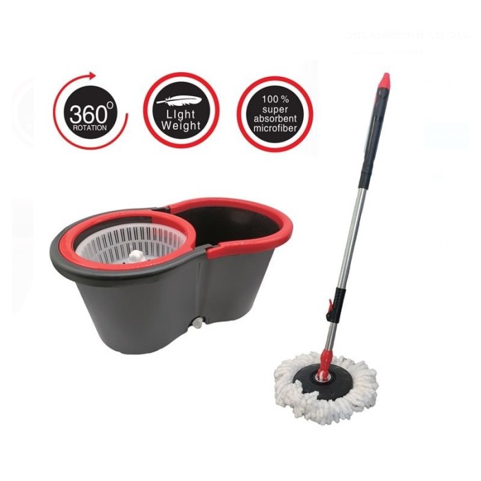 Set galeata storcator si mop rotativ 360 grade, microfibra super-absorbanta &ndash; curatenie rapida si eficienta