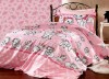 Lenjerie de pat matrimonial cu husa elastic pat si fata perna patrata, Barbie, bumbac ranforce, gramaj tesatura 120 g/mp, multicolor