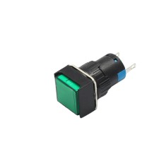 Indicator LED de panou din plastic, 16mm, 2 pini, verde, 12V DC, IP20, FL1P-16NJ-6-GREEN