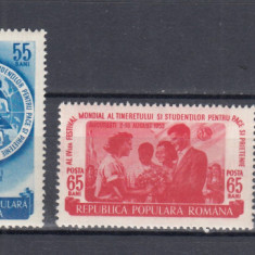 ROMANIA 1953 LP 346 AL IV-LEA FESTIVAL AL TINERETULUI SI STUDENTILOR SERIE MNH