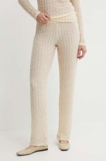 R&eacute;sum&eacute; pantaloni AnaRS Pant femei, culoarea bej, drept, high waist, 20571124