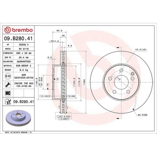 Set disc frana Mercedes Clasa C (W204) 01.07-01.15, Clasa E (W212) 01.09-12.16, Clasa E Convertible (A207) 01.10-12.16, Clasa E Coupe (C207) 01.09-12