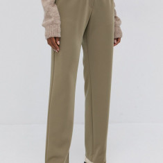 Samsoe Samsoe pantaloni femei, culoarea bej, lat, high waist