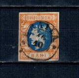 1869 - Carol I cu favoriți, 25 bani, stampila BRAILA