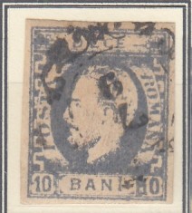 ROMANIA 1872LP 31c CAROL I CU BARBA10 BANI ULTRAMARIN IMPRESIUNE DEFECTUOASA T 1 foto