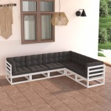 vidaXL Set mobilier de grădină cu perne, 6 piese, lemn masiv de pin 3076785