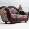 Canapea Pentru Păpuși lemn Stofă Tapițerie Mobilă Jucărie sofa