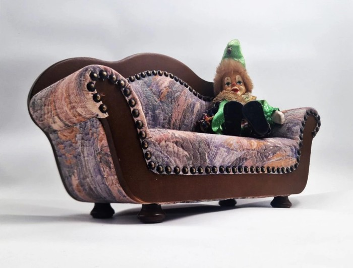 Canapea Pentru Păpuși lemn Stofă Tapițerie Mobilă Jucărie sofa
