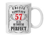 Cana alba personalizata &quot;editie limitata&quot;, 57 ani, INOVATIX&reg;. 330ml