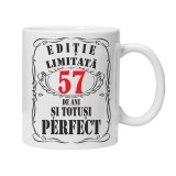 Cana alba personalizata "editie limitata", 57 ani, INOVATIX&reg;. 330ml
