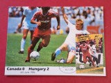 Foto-Carte poștală maximă filatelică - meciul CANADA - UNGARIA (06.06. Campionatul Mondial MEXIC 1986)