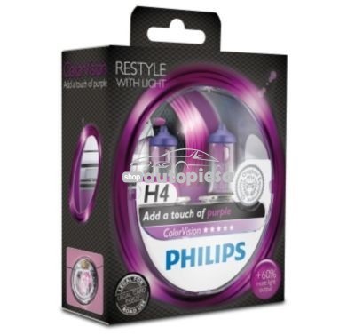 Set 2 becuri Philips H4 ColorVision mov 12V 60/55W 12342CVPPS2 foto