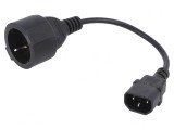 Cablu Alimentare 3x0,75mm2 Priză CEE 7/3 la IEC C14 0,15m, Akyga