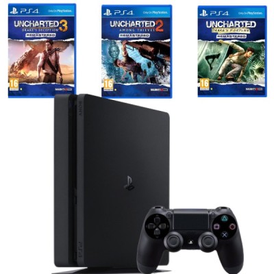 Pachet Consola Sony PlayStation 4 PS4 SLIM 500GB + Controller + 3 JOCURI Second-Hand SH foto