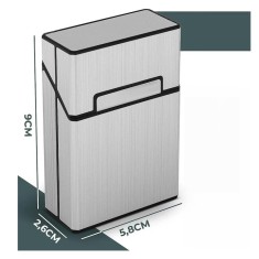 Set 3 cutii pentru tigarete, 9 x 6 x 3 cm, plastic, argintiu