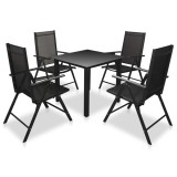 Cumpara ieftin Set mobilier exterior, scaune pliante, 5 piese, negru, aluminiu