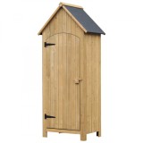 Outsunny Magazie de Scule, casuta de Gradina, sopron din Lemn, Impermeabila cu Usi si Rafturi 77.5x54.2x179.5cm | Aosom Romania