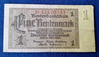 1 Mark 1937 - Bancnota veche Germania nazista foto
