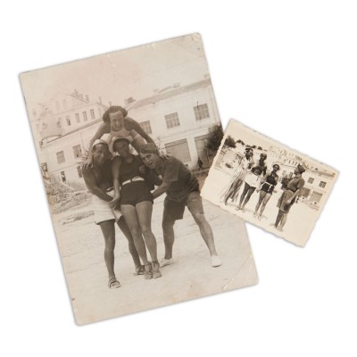 Sergiu Celibidache alături de fiul lui Trancu-Iași la Balcic, două fotografii de epocă foto