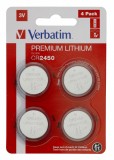 BATERIE VERBATIM, butoni (CR2450), 3V litiu, 4 buc., &quot;49535&quot; (timbru verde 0.04 lei)